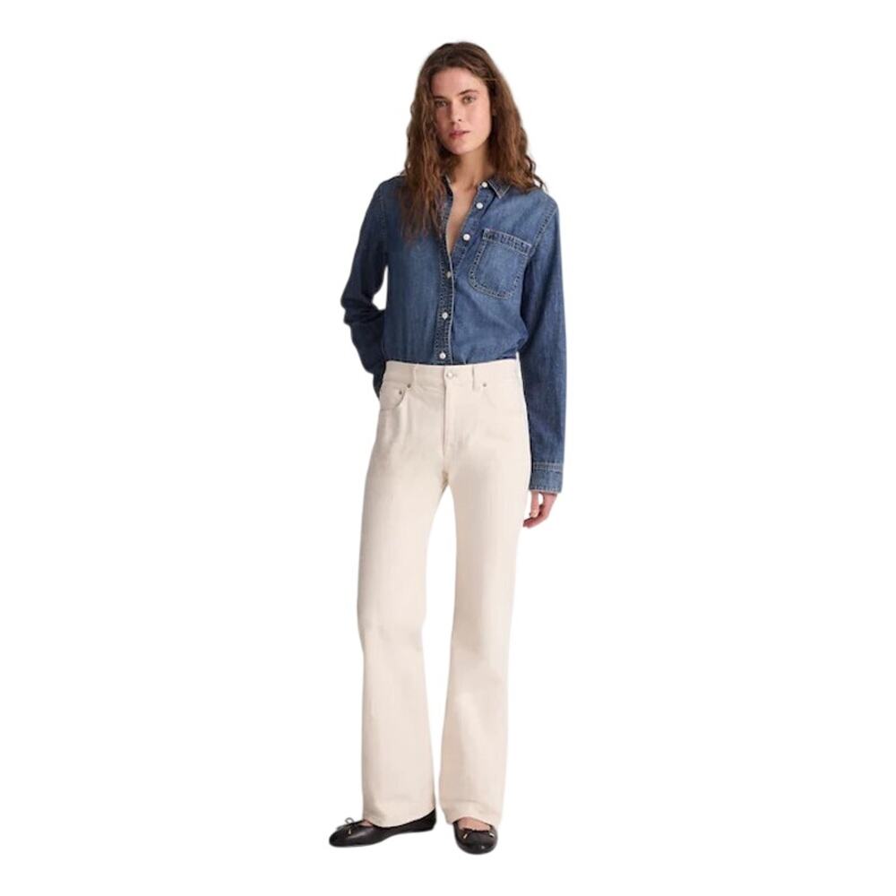 Madewell Relaxed Bootcut Jeans 24 Ivory High Rise Stretch Denim NWT